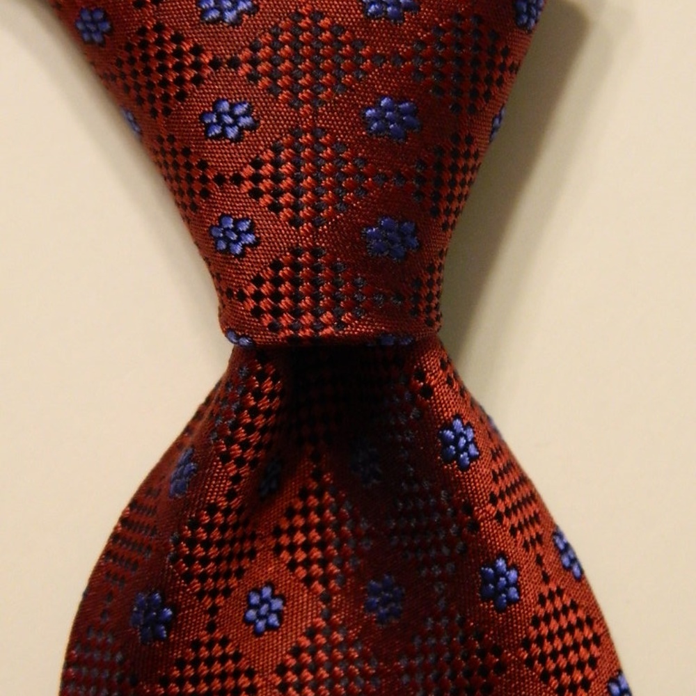 GIANNI VERSACE Mens Silk Necktie Burgundy/Blue EUC